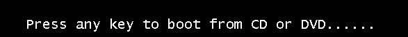 Press any key to boot from CD prompt