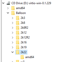 PCI Device — Balloon driver folder selected