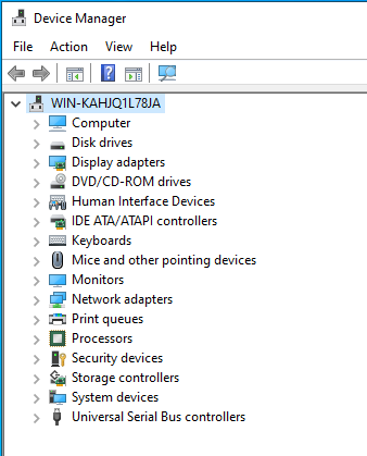 Device Manager with all drivers resolved